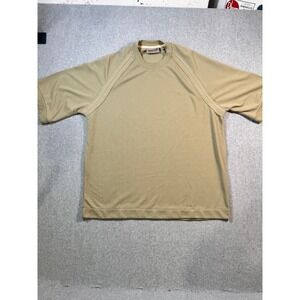Amongst Others Mens XL Textured Knit Short Sleeve Shirt Olive Tan NYC Studio